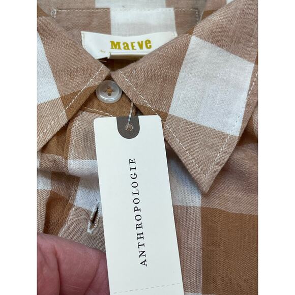 NWT Maeve Women's Size Small Buffalo Check Button Up Long Sleeve Blouse Shirt - Picture 4 of 7